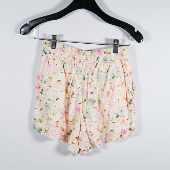 Abercrombie & Fitch Linen Blend Pastel Floral Flower Print Pattern Mini Shorts - Picture 1 of 4